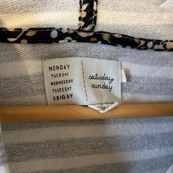 Anthropologie Saturday Sunday Size Small Striped Zip Up Ruffle Hoodie - Picture 4 of 10